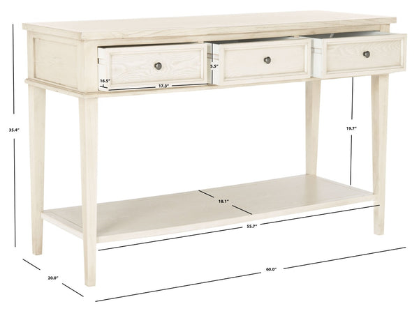 Safavieh Manelin Shaker-Inspired Console Table With Storage Drawers For Stylish Entryways And Living Spaces White Washed AMH6641B