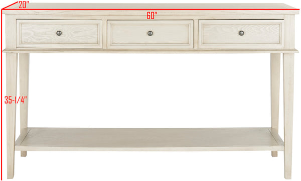 Safavieh Manelin Shaker-Inspired Console Table With Storage Drawers For Stylish Entryways And Living Spaces White Washed AMH6641B