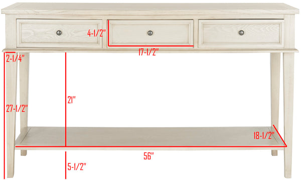 Safavieh Manelin Shaker-Inspired Console Table With Storage Drawers For Stylish Entryways And Living Spaces White Washed AMH6641B