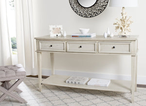 Safavieh Manelin Shaker-Inspired Console Table With Storage Drawers For Stylish Entryways And Living Spaces White Washed AMH6641B