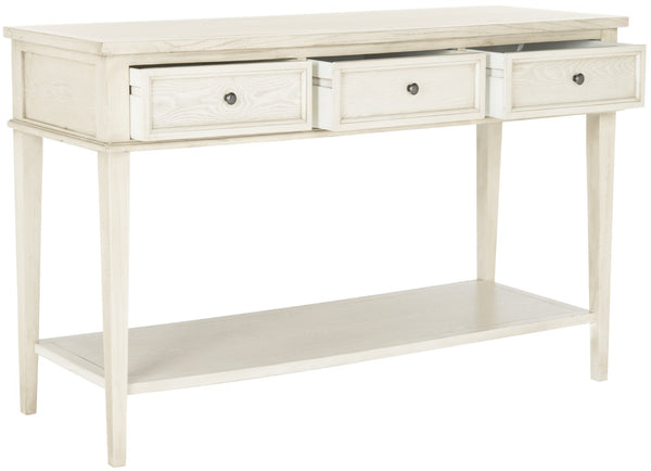 Safavieh Manelin Shaker-Inspired Console Table With Storage Drawers For Stylish Entryways And Living Spaces White Washed AMH6641B