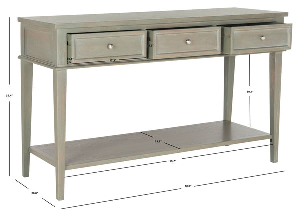 Safavieh Manelin Shaker-Inspired Console Table With Storage Drawers For Stylish Entryways And Living Spaces Ash Grey AMH6641C