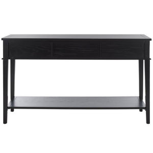 Safavieh Manelin Shaker-Inspired Console Table With Storage Drawers For Stylish Entryways And Living Spaces Black / Antique Gold AMH6641D