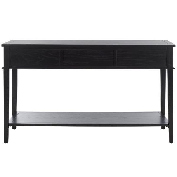 Safavieh Manelin Shaker-Inspired Console Table With Storage Drawers For Stylish Entryways And Living Spaces Black / Antique Gold AMH6641D