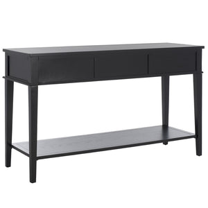 Safavieh Manelin Shaker-Inspired Console Table With Storage Drawers For Stylish Entryways And Living Spaces Black / Antique Gold AMH6641D