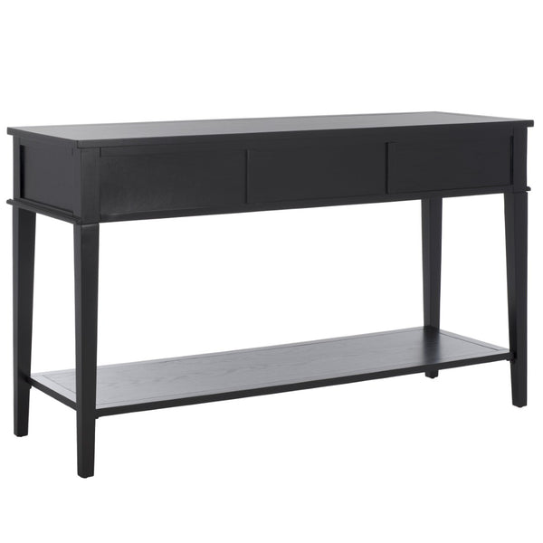 Safavieh Manelin Shaker-Inspired Console Table With Storage Drawers For Stylish Entryways And Living Spaces Black / Antique Gold AMH6641D