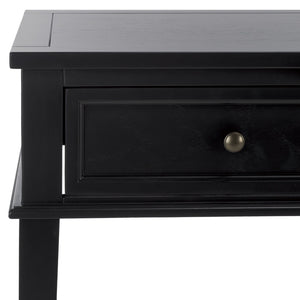 Safavieh Manelin Shaker-Inspired Console Table With Storage Drawers For Stylish Entryways And Living Spaces Black / Antique Gold AMH6641D