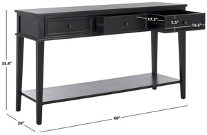 Safavieh Manelin Shaker-Inspired Console Table With Storage Drawers For Stylish Entryways And Living Spaces Black / Antique Gold AMH6641D