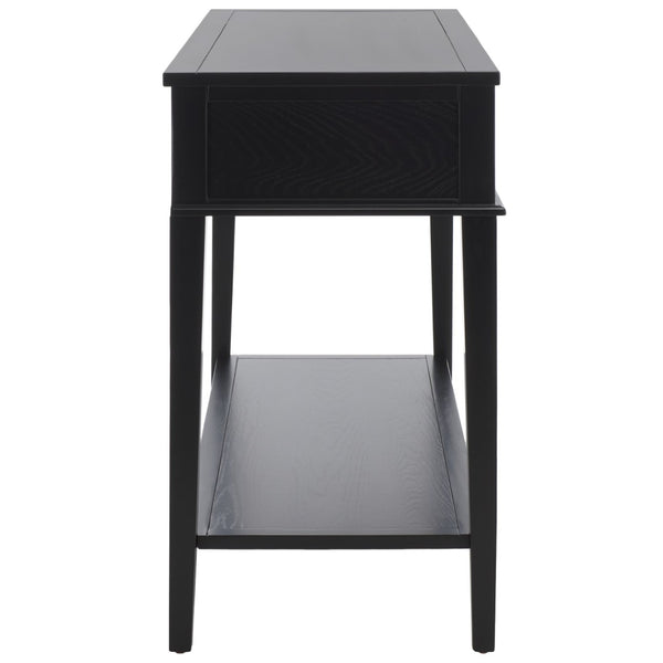 Safavieh Manelin Shaker-Inspired Console Table With Storage Drawers For Stylish Entryways And Living Spaces Black / Antique Gold AMH6641D