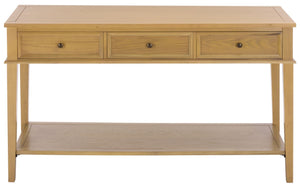 Safavieh Manelin Wood and Metal Console Table with Natural Grain Finish for Entryway or Living Room AMH6641E