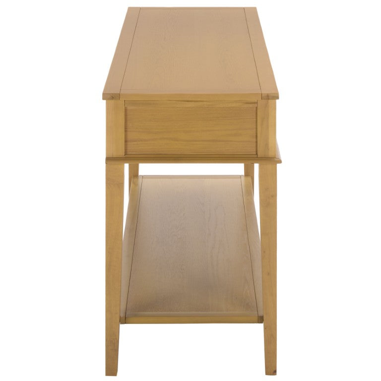 Safavieh Manelin Wood and Metal Console Table with Natural Grain Finish for Entryway or Living Room AMH6641E