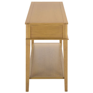 Safavieh Manelin Wood and Metal Console Table with Natural Grain Finish for Entryway or Living Room AMH6641E