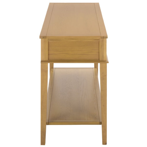 Safavieh Manelin Wood and Metal Console Table with Natural Grain Finish for Entryway or Living Room AMH6641E