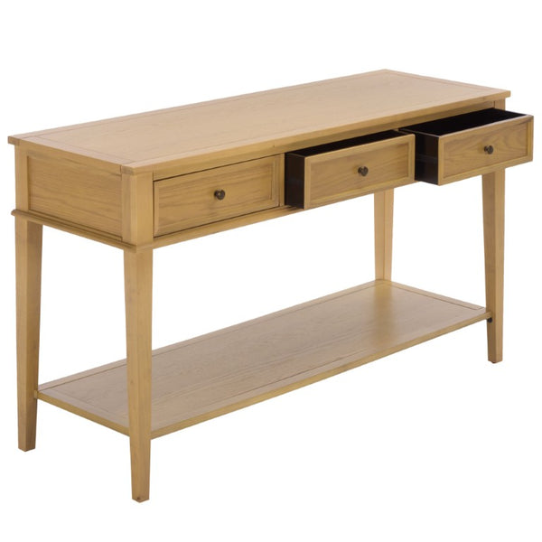 Safavieh Manelin Wood and Metal Console Table with Natural Grain Finish for Entryway or Living Room AMH6641E