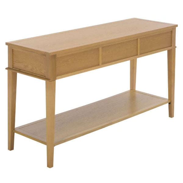 Safavieh Manelin Wood and Metal Console Table with Natural Grain Finish for Entryway or Living Room AMH6641E