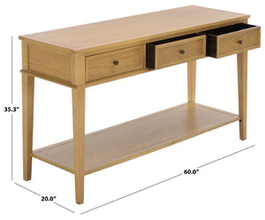 Safavieh Manelin Wood and Metal Console Table with Natural Grain Finish for Entryway or Living Room AMH6641E