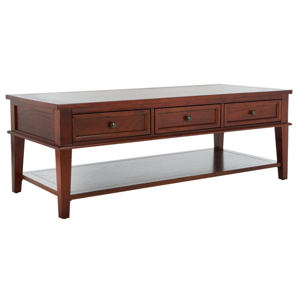 Safavieh Manelin Coffee Table With Storage Drawers – Shaker-Inspired Design For Elegant Living Room Style Sepia AMH6642A