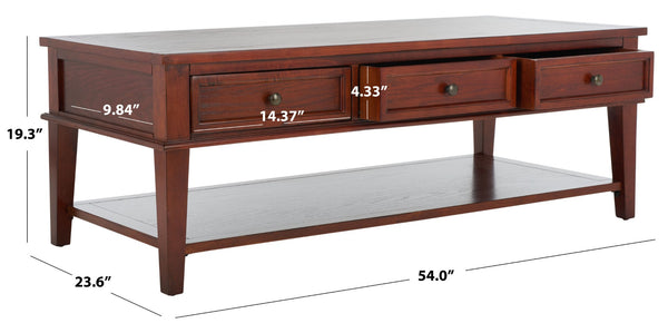 Safavieh Manelin Coffee Table With Storage Drawers – Shaker-Inspired Design For Elegant Living Room Style Sepia AMH6642A