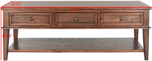 Safavieh Manelin Coffee Table With Storage Drawers – Shaker-Inspired Design For Elegant Living Room Style Sepia AMH6642A