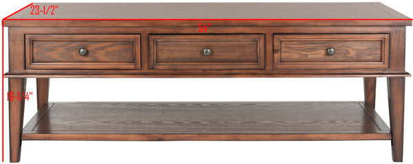 Safavieh Manelin Coffee Table With Storage Drawers – Shaker-Inspired Design For Elegant Living Room Style Sepia AMH6642A