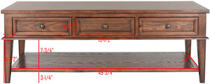 Safavieh Manelin Coffee Table With Storage Drawers – Shaker-Inspired Design For Elegant Living Room Style Sepia AMH6642A