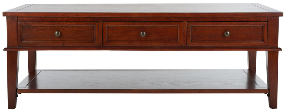 Safavieh Manelin Coffee Table With Storage Drawers – Shaker-Inspired Design For Elegant Living Room Style Sepia AMH6642A