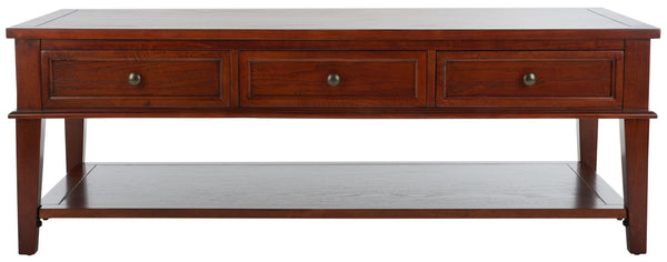 Safavieh Manelin Coffee Table With Storage Drawers – Shaker-Inspired Design For Elegant Living Room Style Sepia AMH6642A