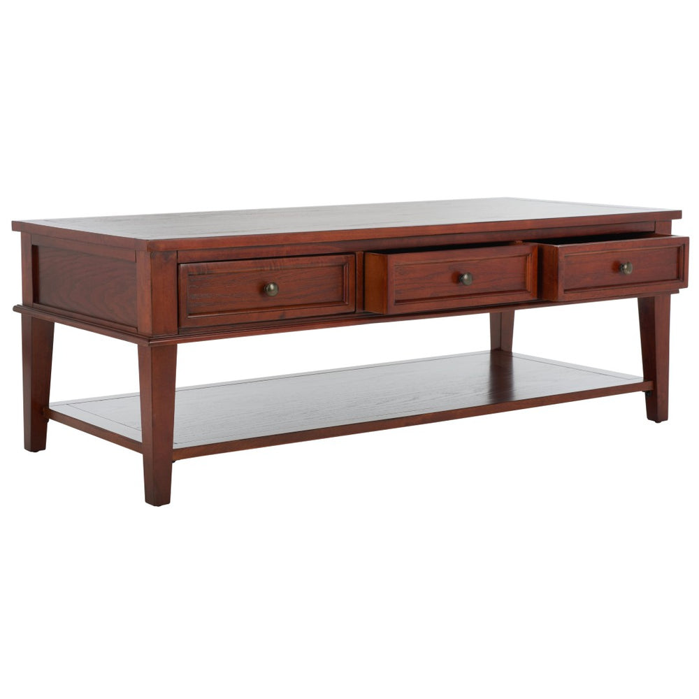 Safavieh Manelin Coffee Table With Storage Drawers – Shaker-Inspired Design For Elegant Living Room Style Sepia AMH6642A