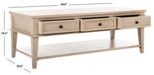 Safavieh Manelin Coffee Table With Storage Drawers – Shaker-Inspired Design For Elegant Living Room Style White Washed AMH6642B
