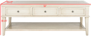 Safavieh Manelin Coffee Table With Storage Drawers – Shaker-Inspired Design For Elegant Living Room Style White Washed AMH6642B
