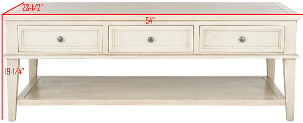 Safavieh Manelin Coffee Table With Storage Drawers – Shaker-Inspired Design For Elegant Living Room Style White Washed AMH6642B