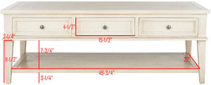 Safavieh Manelin Coffee Table With Storage Drawers – Shaker-Inspired Design For Elegant Living Room Style White Washed AMH6642B