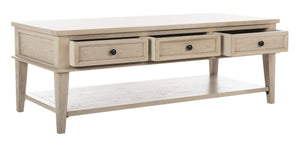 Safavieh Manelin Coffee Table With Storage Drawers – Shaker-Inspired Design For Elegant Living Room Style White Washed AMH6642B