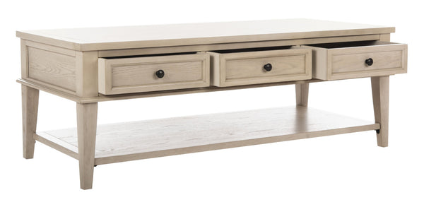 Safavieh Manelin Coffee Table With Storage Drawers – Shaker-Inspired Design For Elegant Living Room Style White Washed AMH6642B