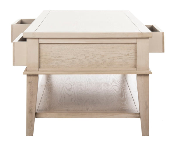 Safavieh Manelin Coffee Table With Storage Drawers – Shaker-Inspired Design For Elegant Living Room Style White Washed AMH6642B