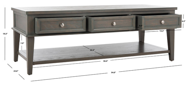 Safavieh Manelin Coffee Table With Storage Drawers – Shaker-Inspired Design For Elegant Living Room Style Ash Grey AMH6642C
