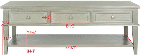 Safavieh Manelin Coffee Table With Storage Drawers – Shaker-Inspired Design For Elegant Living Room Style Ash Grey AMH6642C