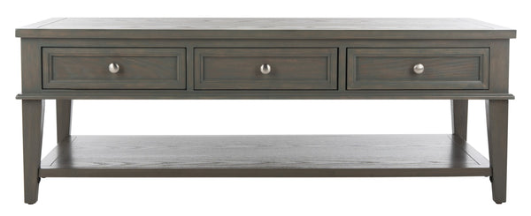 Safavieh Manelin Coffee Table With Storage Drawers – Shaker-Inspired Design For Elegant Living Room Style Ash Grey AMH6642C