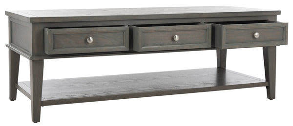 Safavieh Manelin Coffee Table With Storage Drawers – Shaker-Inspired Design For Elegant Living Room Style Ash Grey AMH6642C