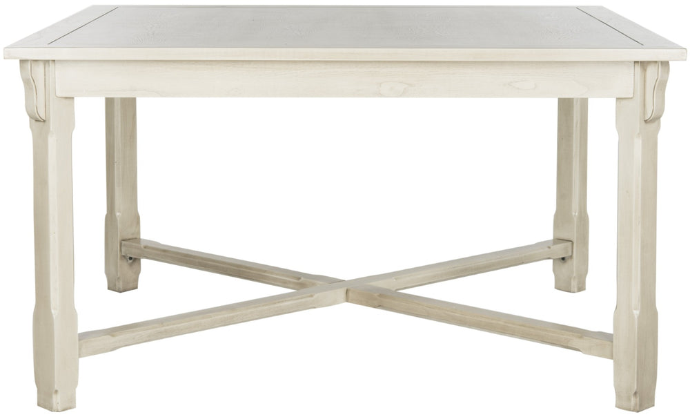 Safavieh Bleeker Wood Dining Table - Timeless Farmhouse Charm With Beadboard Edges & Carved Legs For Cozy Spaces White Washed AMH6643B