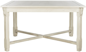 Safavieh Bleeker Wood Dining Table - Timeless Farmhouse Charm With Beadboard Edges & Carved Legs For Cozy Spaces White Washed AMH6643B