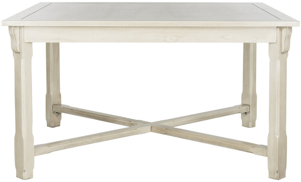 Safavieh Bleeker Wood Dining Table - Timeless Farmhouse Charm With Beadboard Edges & Carved Legs For Cozy Spaces White Washed AMH6643B
