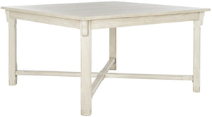 Safavieh Bleeker Wood Dining Table - Timeless Farmhouse Charm With Beadboard Edges & Carved Legs For Cozy Spaces White Washed AMH6643B