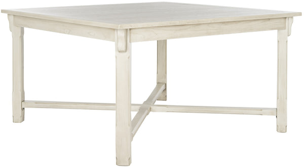 Safavieh Bleeker Wood Dining Table - Timeless Farmhouse Charm With Beadboard Edges & Carved Legs For Cozy Spaces White Washed AMH6643B