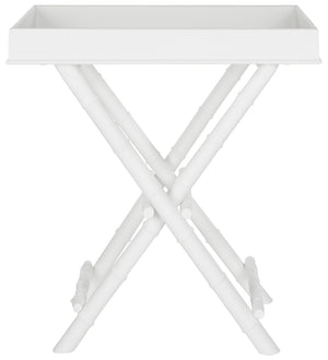 Safavieh Hobson Tray Table - Elegant Campaign-Inspired Accent Table With Faux Bamboo Detail And Versatile Design White AMH8200A