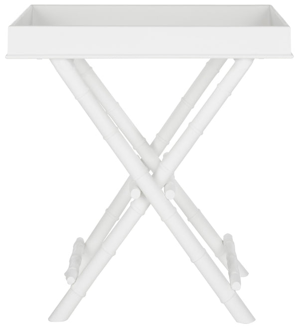 Safavieh Hobson Tray Table - Elegant Campaign-Inspired Accent Table With Faux Bamboo Detail And Versatile Design White AMH8200A