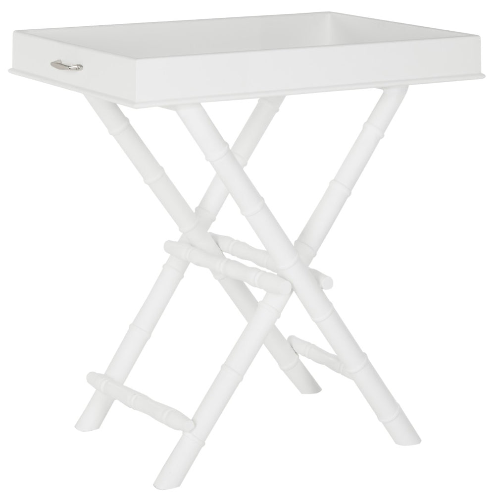 Safavieh Hobson Tray Table - Elegant Campaign-Inspired Accent Table With Faux Bamboo Detail And Versatile Design White AMH8200A