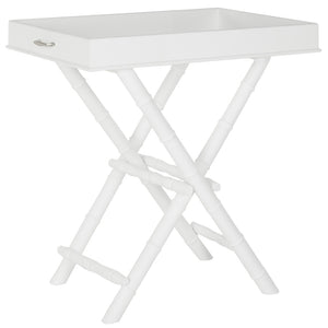 Safavieh Hobson Tray Table - Elegant Campaign-Inspired Accent Table With Faux Bamboo Detail And Versatile Design White AMH8200A