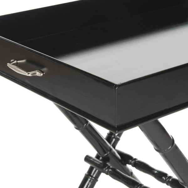 Safavieh Hobson Tray Table - Elegant Campaign-Inspired Accent Table With Faux Bamboo Detail And Versatile Design Black AMH8200B
