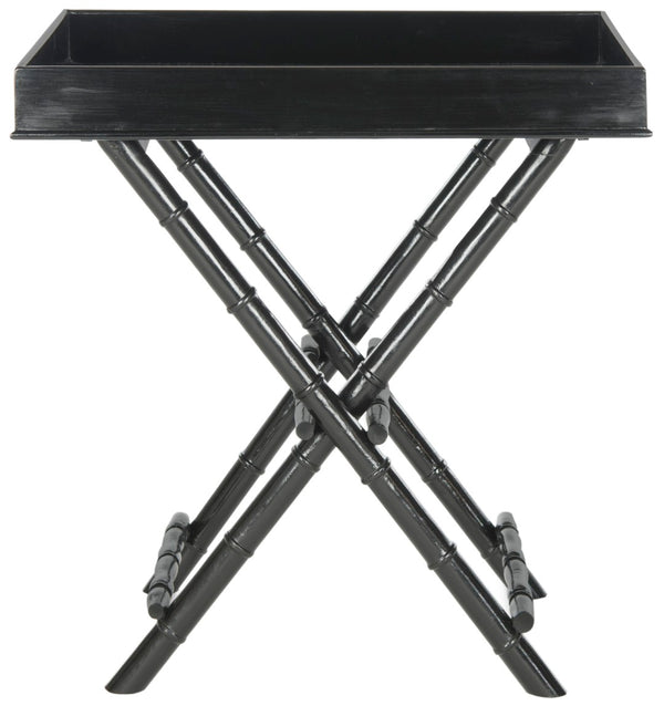 Safavieh Hobson Tray Table - Elegant Campaign-Inspired Accent Table With Faux Bamboo Detail And Versatile Design Black AMH8200B